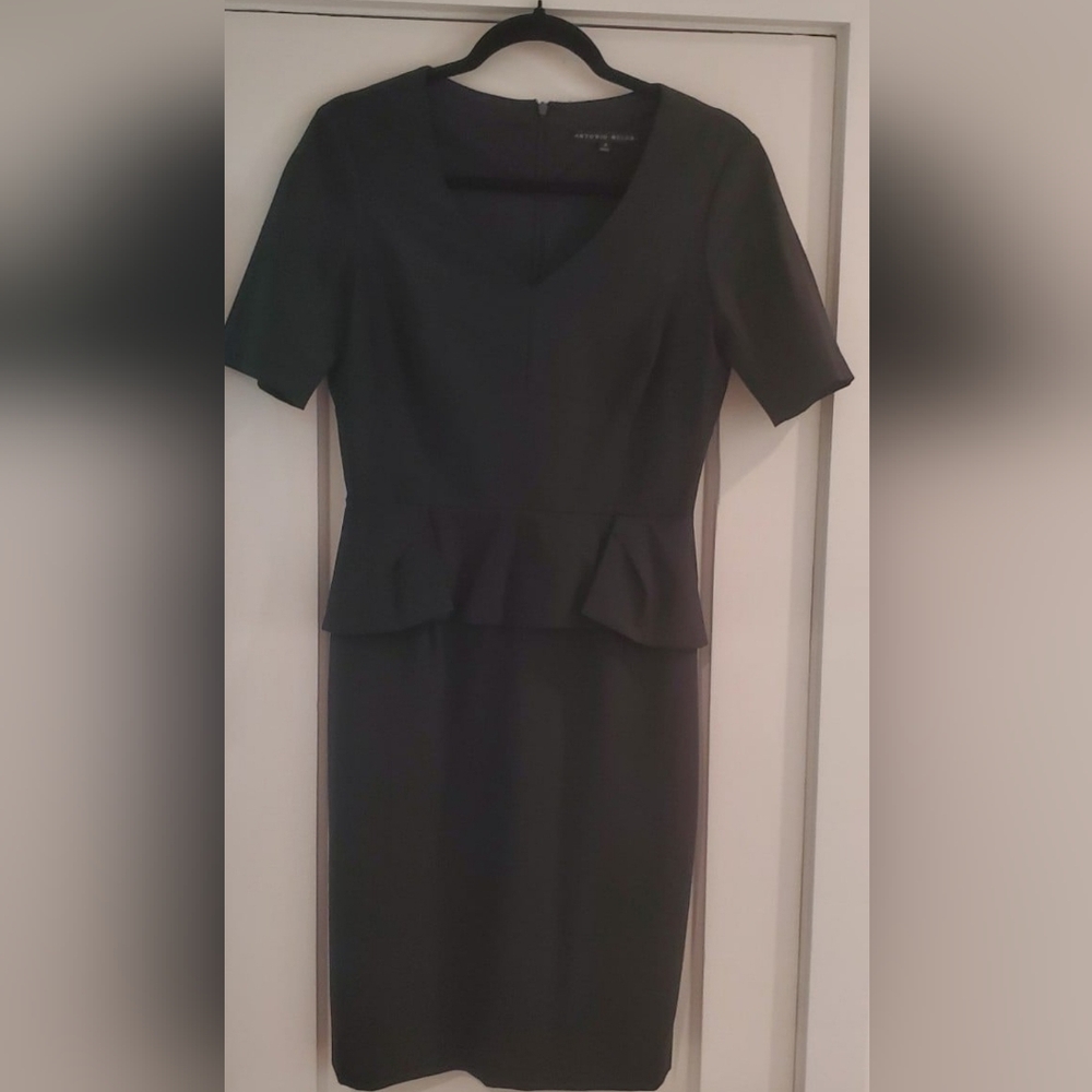 ANTONIO MELANI Black Peplum Midi Dress